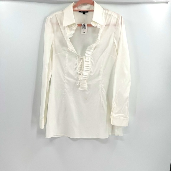 Fashionista White Long sleeves Blouse Size L Vintage made in USA - Picture 4 of 14